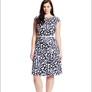 NEW Anne Klein Jacquard Belted Swing Dress Sz 14p